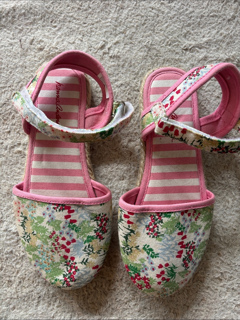 Hanna Andersson Pink Floral Canvas Girls' Sandals